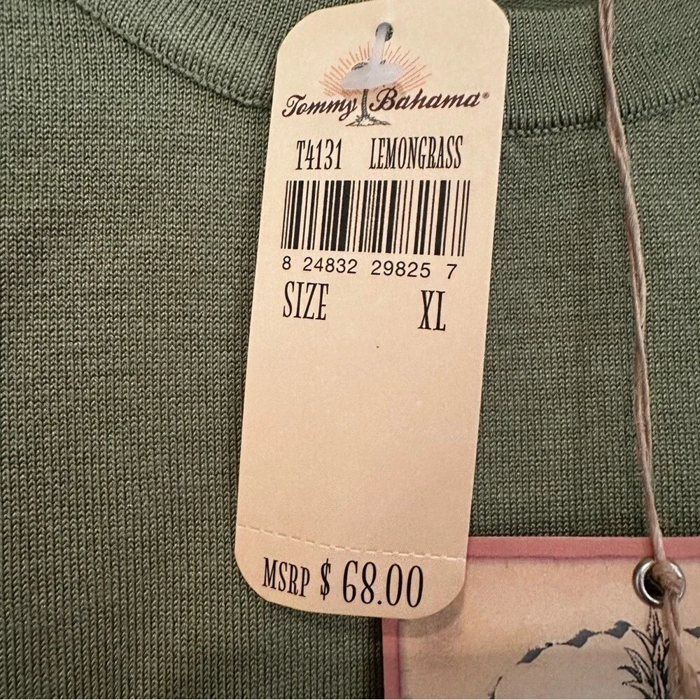 Tommy Bahama Silk Blend Short‎ Sleeve Sweater Men's XL Olive Green Casual NWT